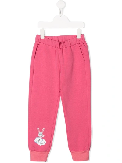 Simonetta Kids' Bunny Print Elasticated Track Pants In Pink