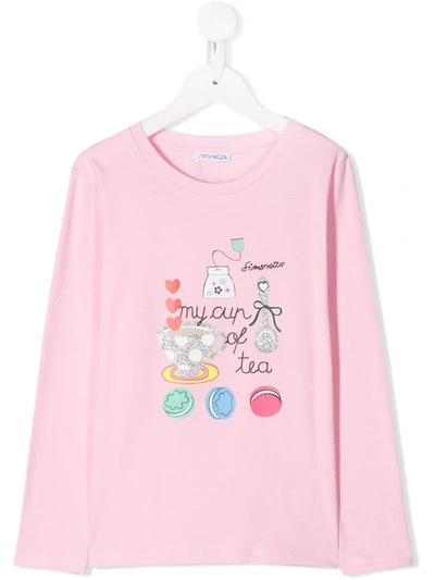 Simonetta Kids' My Cup Of Tea Top In Pink