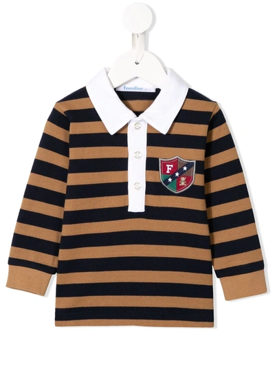 Familiar Babies' Striped Polo Shirt In Brown