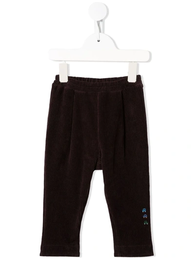 Familiar Babies' Embroidered Corduroy Chinos In Brown