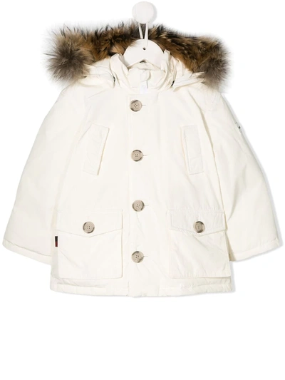 Woolrich Babies' Hooded Padded Jacket In Bianco