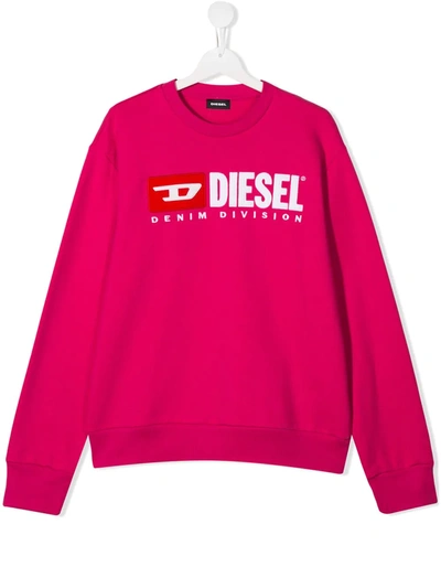 Diesel Teen Logo Patch Sweatshirt In Pink