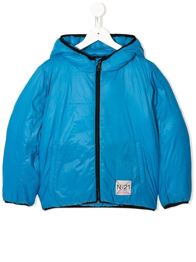 N°21 Light Blue Jacket For Kids With Logo