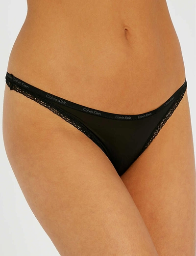 Calvin Klein Bottoms Up Jersey Thong In Black