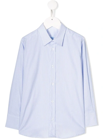 Siola Kids' Striped Pointed-collar Shirt In Blue