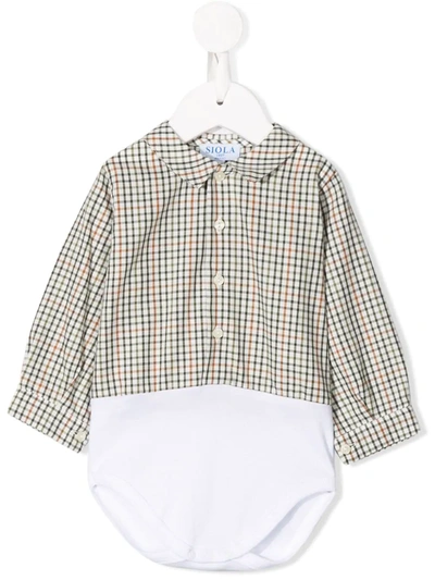 Siola Babies' Check Print Shirt Body In Red