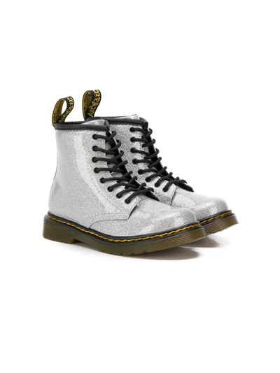 Dr. Martens' Kids' Sparkle-effect Lace-up Boots In Metallic