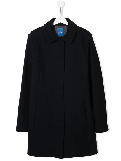 Fay Kids' Single-breasted Textured Coat In Blue