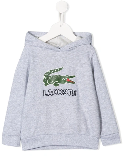 Lacoste Babies' Logo Print Hoodie In Grey