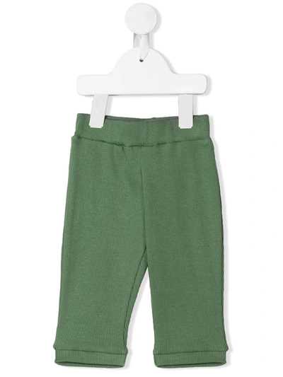 Eshvi Babies' Ribbed Organic Cotton Trousers In Green