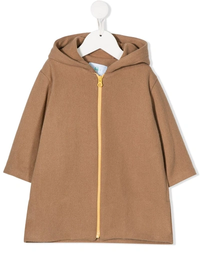 Eshvi Babies' Zip-up Organic Cotton Hoodie In Brown