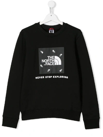 The North Face Teen Logo Print Jumper In Black