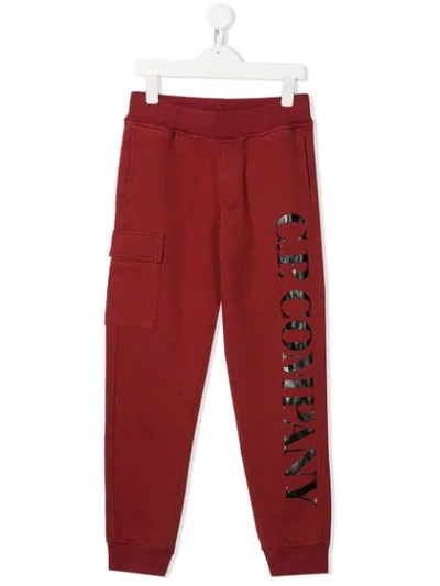C.p. Company Teen Logo Print Track Pants In Red