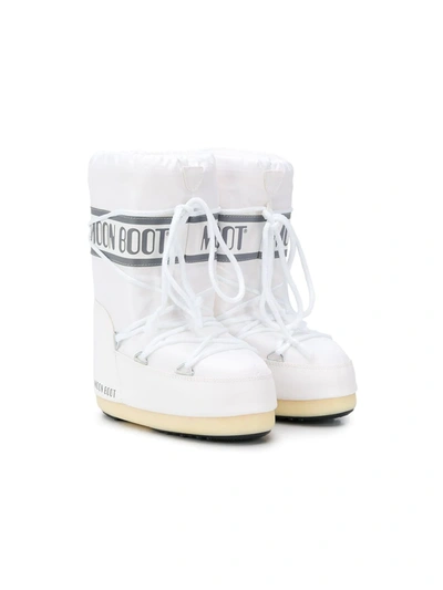 Moon Boot Kids' Icon Lace-up Snow Boots In White