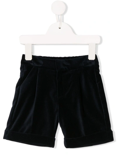 La Stupenderia Babies' Textured Folded Hem Shorts In Blue