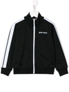 Palm Angels Kids' Printed Logo Track Jacket In Black