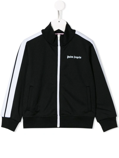 Palm Angels Kids' Printed Logo Track Jacket In Black