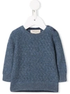 Cashmirino Babies' Cable Knit Jumper In Blue