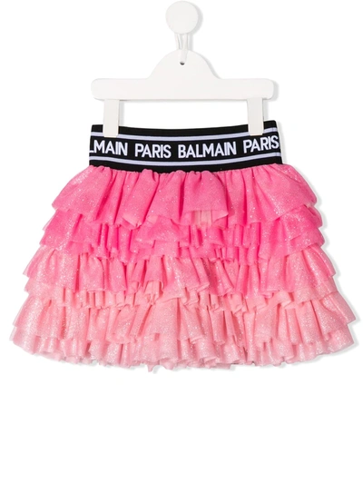 Balmain Teen Branded Glitter Tutu In Pink