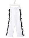 Balmain Kids' Logo Trim Wide-leg Sweatpants In Bianco