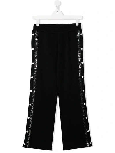 Balmain Kids' Button Track Pants In Black