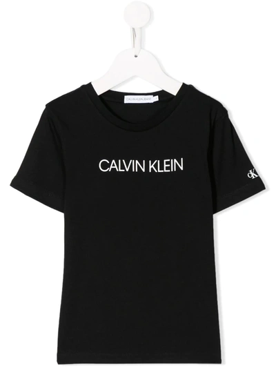 Calvin Klein Kids' Logo T-shirt In Black