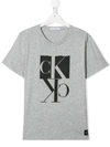 Calvin Klein Teen Monogram Logo Print T-shirt In Grey