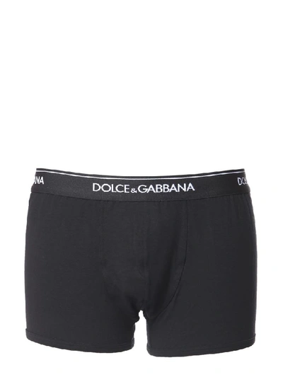 Dolce & Gabbana Pack Of Two Boxers In Nero