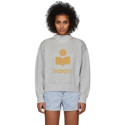 Isabel Marant Étoile Moby Flocked-logo Cotton-blend Sweatshirt In Grey