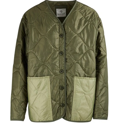 Anine Bing Andy Quilted Bomber Jacket In Green