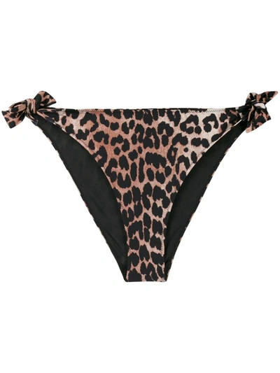 Ganni Recycled Leopard Bikini Bottoms In Leopard Print