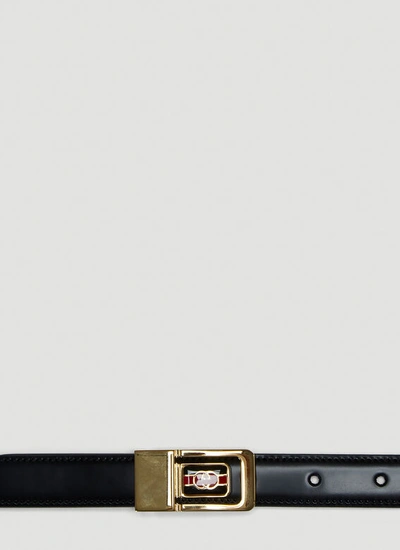 Gucci Logo Buckle Leather Belt In Black