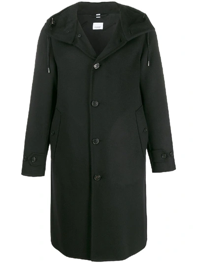 Burberry Double-faced Cashmere Hooded Coat In 黑色