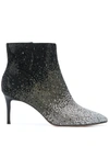 Alice And Olivia Maesen Ombré Embellished Ankle Boots In Black