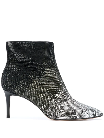 Alice And Olivia Maesen Ombré Embellished Ankle Boots In Black