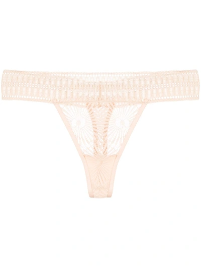 Kiki De Montparnasse Sundial Lace Thong In Blush