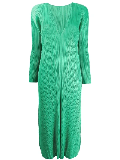 Issey Miyake Monthly Colors Reversible Shift Midi Dress In Verde