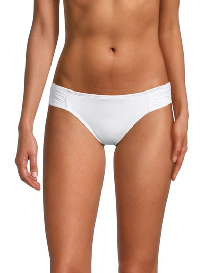 La Blanca Island Goddess Ruched-side Hipster Bikini Bottoms Women's Swimsuit In White