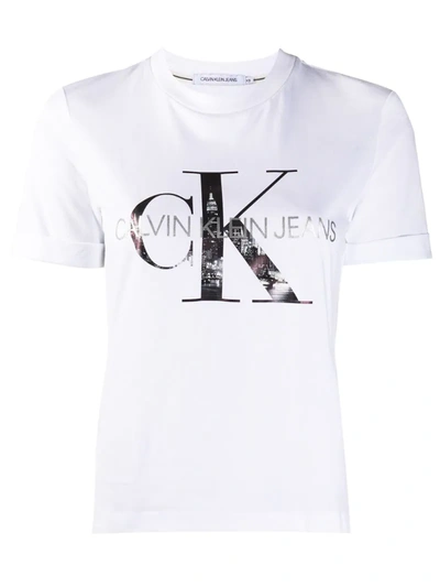 Calvin Klein Jeans Est.1978 Organic Cotton T-shirt With Ck Print In White