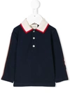 Gucci Babies' Poloshirt Mit Logo Am Ärmel In Blue