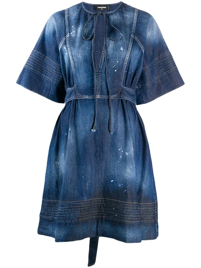 Dsquared2 Dress In Dark Blue Denim