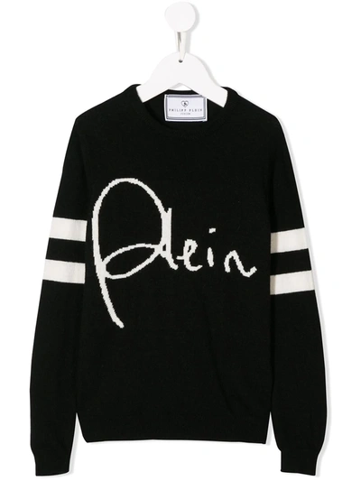 Philipp Plein Junior Kids' Signature Pullover In Black