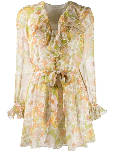 Zimmermann Floral Patterned Playsuit In Pink