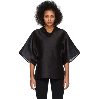 Totême Pointed Collar Boxy-fit Blouse In 200 Black