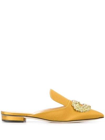 Giannico Daphne Flat Mules In Yellow
