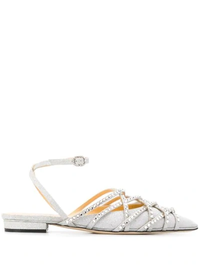 Giannico Daisy Glitter Sandals In Silver
