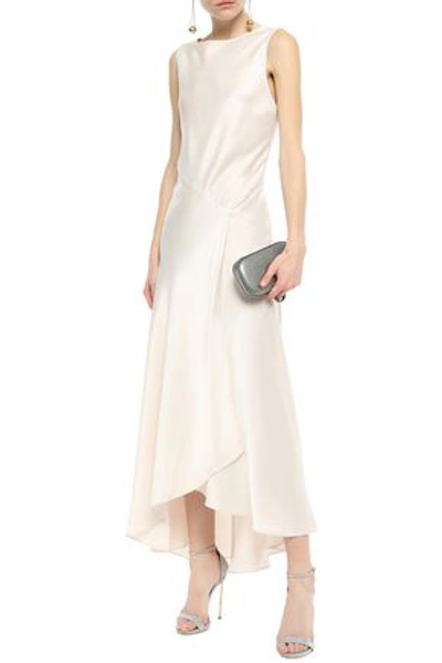 Amanda Wakeley Asymmetric Satin Midi Dress In Ecru