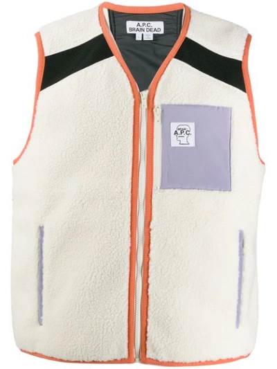 A.p.c. Gilet 'future Shock' Faux Shearling Vest In White
