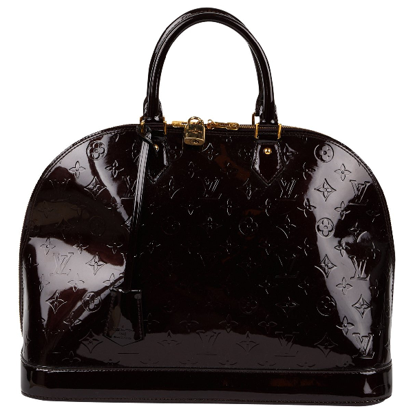 Pre-Owned Louis Vuitton Alma Burgundy Patent Leather Handbag | ModeSens