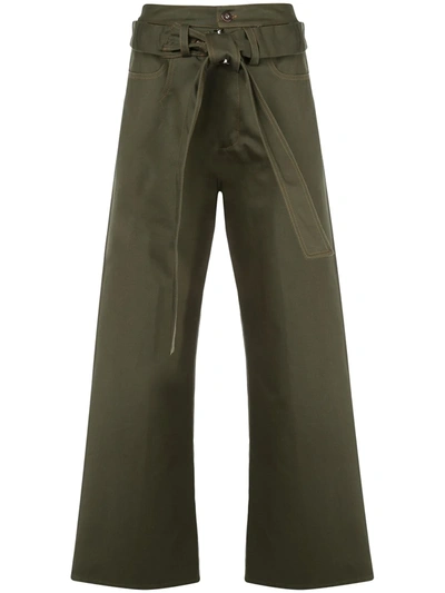 Delada High-waisted Belted Trousers In Green
